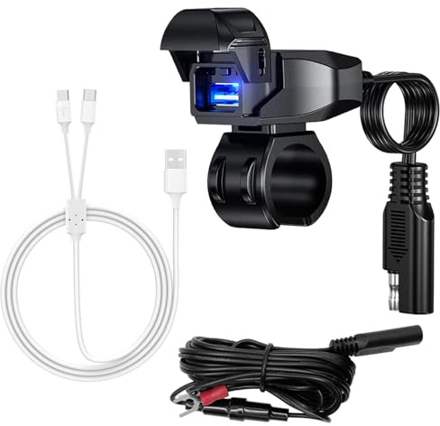 20W Motorrad USB Ladegerät SAE auf USB Motorrad Ladegerät Adapter Wasserdicht mit Multi USB Kabel Schnellladekabel für Smartphone/Tablet/GPS/Kamera