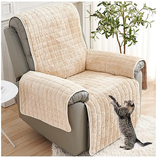 Sofa Armlehnenbezüge, Sesselschoner mit armlehne (Beige,2 Sitz (116x190cm) | Sessel-Schutzbezug Anti-Rutsch kratzfest, perfekt für Sofa & Fernsehsessel mit Kindern/Hund, einfache Reinigung