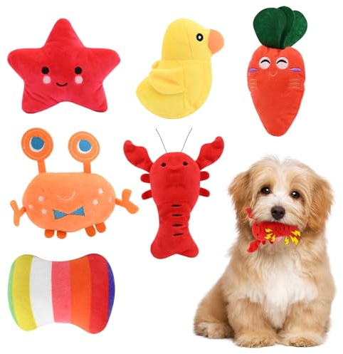 6 Pack Welpenspielzeug,Quietschendes Hundespielzeug,Kleiner Hund Interaktives Beißspielzeug Plüsch Weiches Kauspielzeug, hundespielzeug unzerstörbar hundezubehör für Welpen Kleine Mittlere Hunde