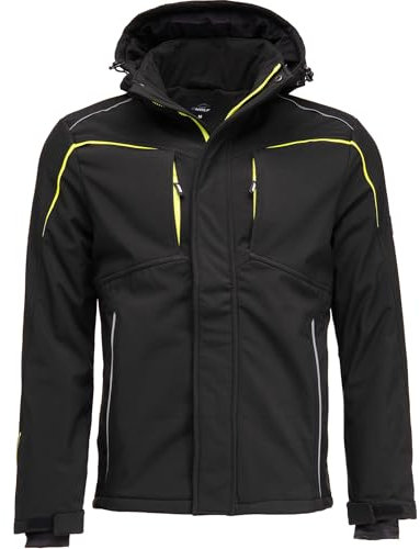 BWOLF CLIFF Giacca Softshell Foderata Giubbotto Uomo Invernale Giacca da Lavoro Uomo Cappotto Invernale da Lavoro Antivento e Impermeabile, Nero, XL