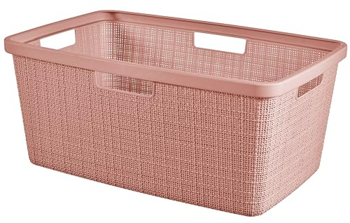 CURVER Jute Wäschekorb, Rosa, Dawn, 46 l, 59,4 x 39,4 x 25 cm