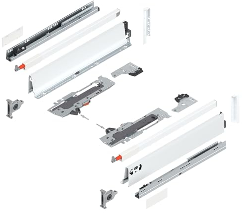 siwitec Blum TANDEMBOX antaro Frontauszug Reling D Vollauszug Seidenweiß | M-Zarge | Schubladenschiene 400 mm Nennlänge | Belastbarkeit bis 30 kg | TIP-ON | BLUMOTION Soft-Close | zum Anschrauben