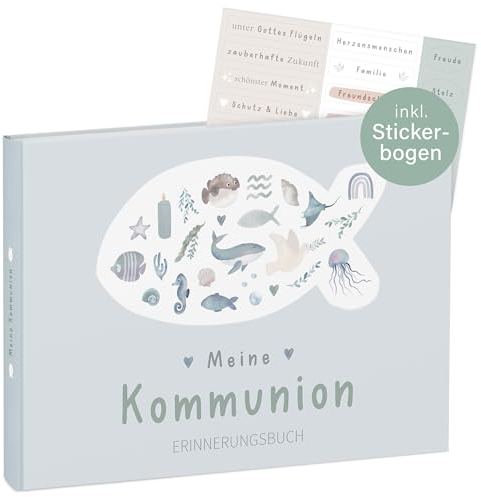 mintkind® Erinnerungsbuch Meine Kommunion Wal-Design | Kommunion Erinnerungsalbum | Geschenk zur Kommunion Mädchen & Junge | Kommunion Geschenk personalisiert | Fotoalbum zum Selbstgestalten