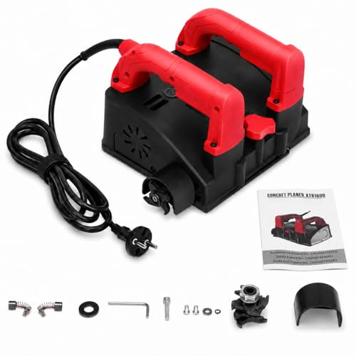 Amoladora para paredes, fresadora para paredes, fresadora de hormigón, utilizada para paredes de yeso de estuco 1200 W 3000 U/min (negro+rojo)