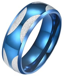 Bishilin Edelstahl Ring Personalisiert, Herren Ringe Matt 8MM Bandring Ring Größe 57 (18.1), Freundschaftsringe Männer Ring Hochzeit Blau