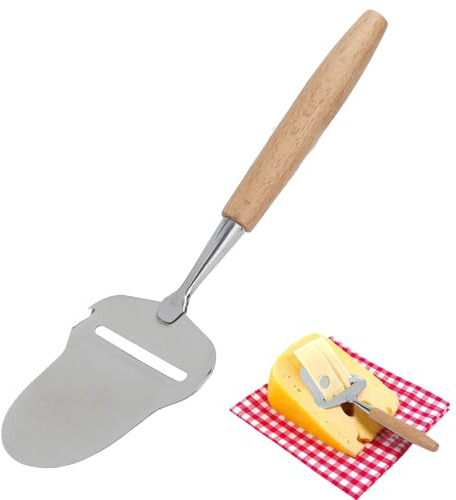 Gsycle 2PCS Cheese Slicer, Stainless Steel Cheese Cutter Cheese Spatula Adjustable Thickness Cheese Planer with Wood Handle for Cheese