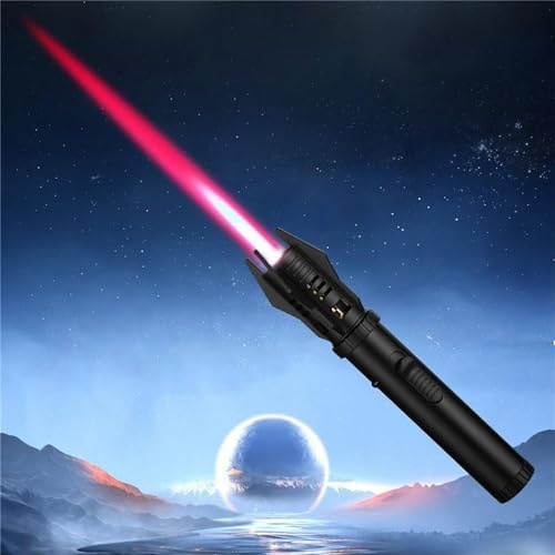 Metal Large Fire Windproof Blue Flame Lighter,Multifunctional Large Windproof Welding Torch Lighter,Lightsaber Kitchen Cooking Torch Lighter,Refillable Butane Torch Lighter (Black)