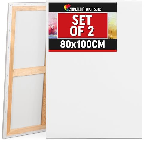 Zenacolor Painting Canvas 100x80 - Set med 2 syrafri målarduk - Alla typer av målning på duk