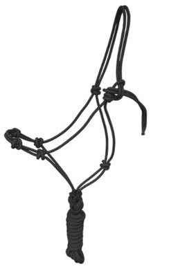 OR S-LINE Reithalfter, Knotenhalfter Set inkl. Strick für Bodenarbeit Full/Warmblut für Pferde Knotenhalfterset mit Stricklänge 2,80m (schwarz)