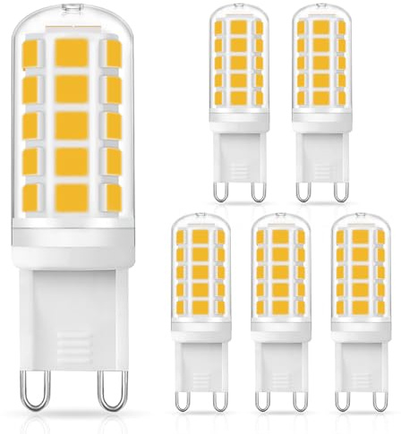 G9 LED Lampe Warmweiß 3000K,LED Leuchtmittel 3W Ersatz Für 40W Halogenlampe | G9 Glühbirne 410 Lumen, Kein Flackern, Nicht Dimmbar, Enegiesparende Kleine Birne, 6 Stück