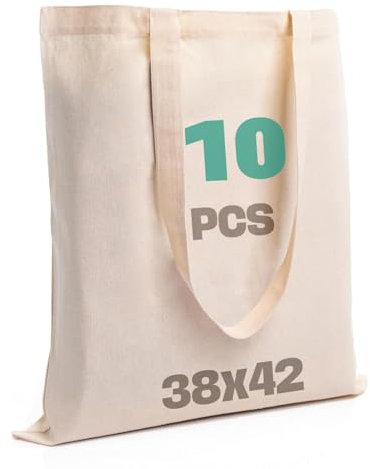 SCANDBAGS – Stofftasche Zum Bemalen – 5 | 10 | 25er-Pack - aus Öko-Material – mit langen Henkeln – Stoffbeutel Unbedruckt – Baumwolltasche – Beutel für Wäsche – Tragetasche – für Geschenke