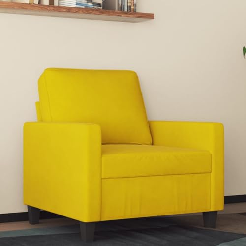 Willood Sessel Sofa Relaxsessel mit gepolstertem Sitz Armlehnen, Fernsehsessel Loungesessel mit Metallgestell, Polstersessel Ruhesessel, Gelb 60 cm Samt
