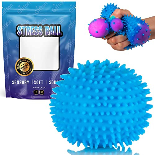 Gifton - DNA Spiky Colour Changing Stress Relief Ball Physiotherapy - Gift for Adult Men Women - Birthday Present for Him Her