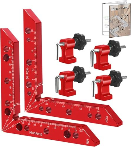 Morsetti angolari,Morsetto Squadra di Posizionamento a 90 Gradi,Alluminio Righello di Posizionamento ad Angolo Retto,Strumento da falegname la lavorazione del legno per Cornice,Armadi,Cassetti (140mm)
