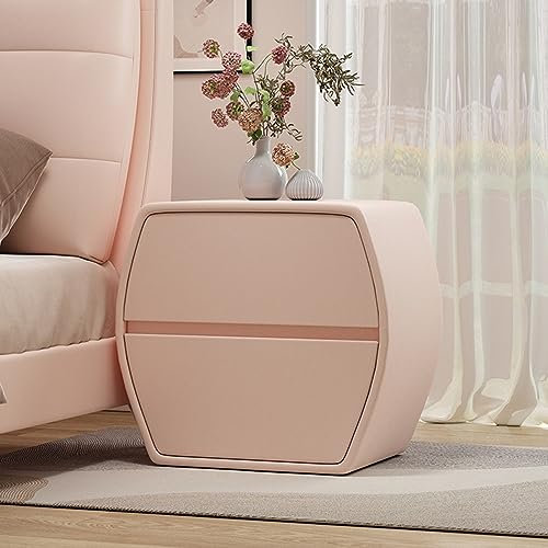 Mesita de Noche con 2 cajones, mesita de Noche con Revestimiento de Cuero de Microfibra, mesita de Noche Moderna para Dormitorio, para Muebles de Dormitorio (Color: Rosa Cereza, tamaño: 50 c