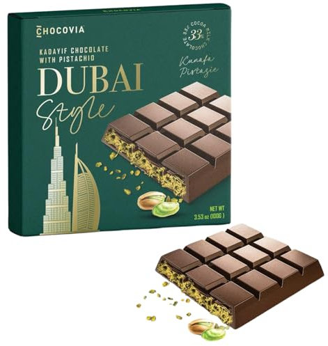 Dubai Style Schokolade (XL) mit Pistazie & Kunafeh Engelshaar Kadaif - Nach Leckeren Rezeptur! Virale TikTok Hype Schokolade - EXTREM Schneller Versand (93g, Milchschokolade)