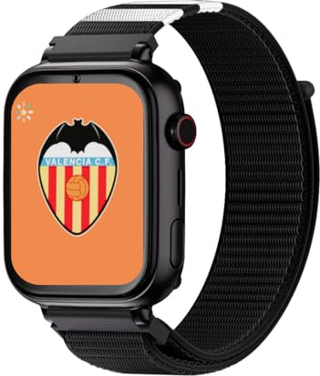 SaveFamily SaveWatch Plus 4G | Reloj Inteligente Niño/a con Localizador GPS | Edición Valencia CF, SIM Incluida, Con Llamada, Vídeo, WhatsApp, Música, Bluetooth y App Store, Correa de Tela Negra