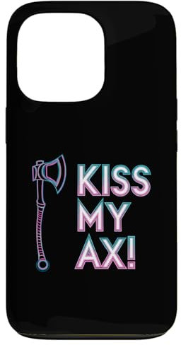 iPhone 13 Pro Kiss My Ax, Vaporwave Woman Axe Throwing Case