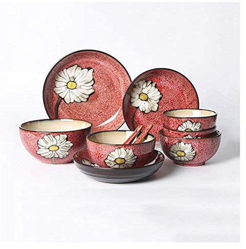 10-Piece Ceramic Dinnerware Set Fresh and Elegant Dishes Set Ceramic Dinner Plate Sets, Service for 2,