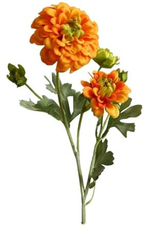 WENH 5 Stück Frühling 5-Kopf Dahlie Kunstseide Blume Home Dekoration Gefälschte Dahlie Blumen Hochzeit Dekor Blumenarrangement Blumen(Orange)