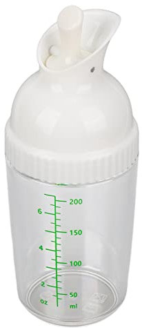200ml Salad Dressing Shaker Bottle, Dripless Pour Homemade Salad Dressing Bottle Mixer Measure for Sauces Oil and Vinegar (White)