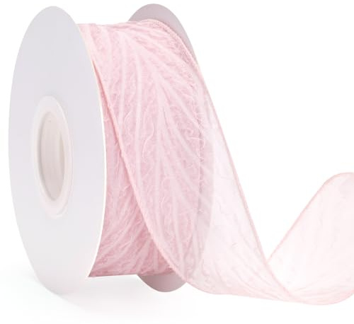 jijAcraft Rosa Schleifenband mit Falten: 4CM Organzaband zum Babyshower, 9M Dekoband Hochzeit, Chiffon Transparentes Band für Geburtstagsfeier, Valentinstag, Muttertag