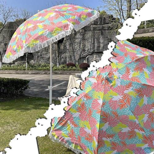VLKLPZAHAK Parasol De Plage Boho Parasol De Patio Parasol À Franges avec Inclinaison, Parasol De Chaise De Plage De 180cm Parasols D’extérieur Vintage À La Mode
