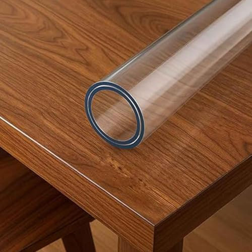 Copertura protettiva per tovaglia trasparente su misura, protezione per tavolo da pranzo spessa 2 mm, pellicola protettiva in PVC trasparente per tavolo da cucina con effetto venatura del legno.(90x20