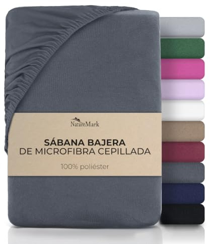 NatureMark Microfiber Fitted Sheet 90 x 200 cm – Soft, Breathable & Wrinkle-Free – Deep Pocket up to 25 cm – Non-Slip Elastic – Easy Care, Anthracite Grey