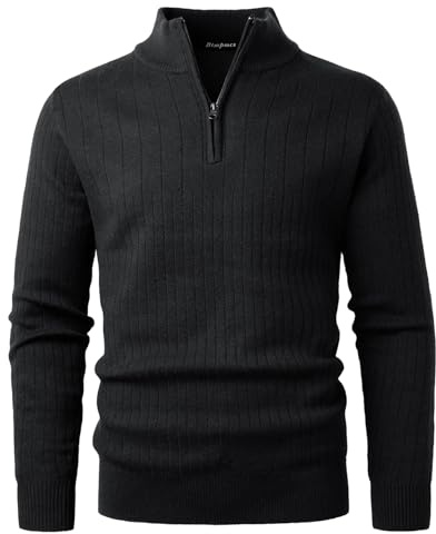 Btmpmcs Maglione da Uomo con Zip 1/4 Invernali Collo Alto Maglioni Lavorato a Maniche Lunghe Giacca in Maglia Fine Casual Caldo Basic Pullover Tinta Unita Cappotti Felpa da Lavoro Dolcevita Classico