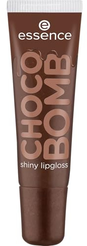 essence CHOCO BOMB shiny lipgloss 01 Chocoholic!, gloss, parfum chocolat, ultra-brillant, brun aux reflets dorés, non collant, 10ml