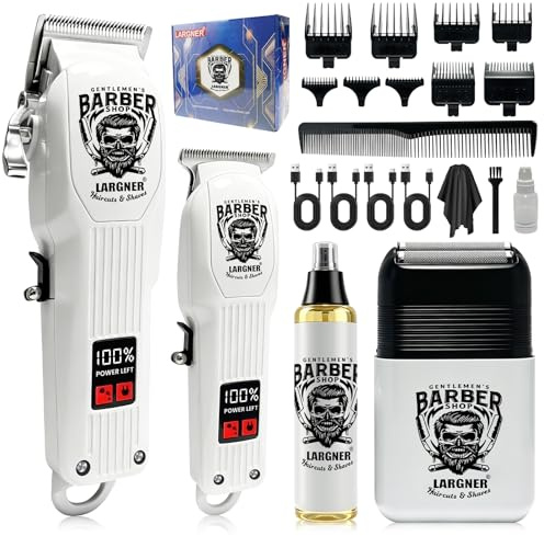 Tondeuse à cheveux professionnelle pour homme, sans fil, tondeuse à barbe rechargeable, rasoir électrique, écran LCD, 8 peignes de guidage, barbe complète