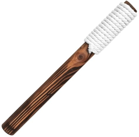 JUFYVO Wooden Torch 40 cm Outdoor Handheld Torch with Rope Pathway Lighting Fixture 40-60 Minutes Burning time Woven Design for Party Garden Patio Landscape Decor
