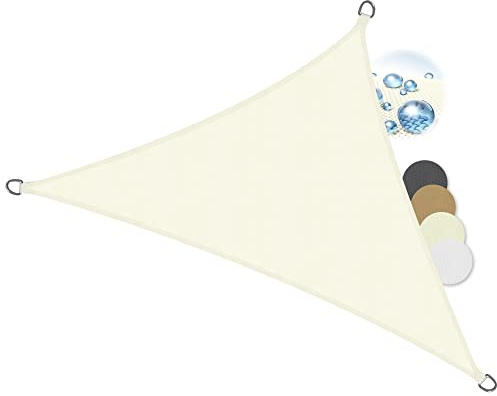 Sol Royal Sonnensegel dreieckig Wasserdicht 7x5x5m Terrasse – Sonnensegel Balkon Segeltuch UV Sonnenschutz Garten Pool Camping Sonnenschutz Segel Creme – PS9