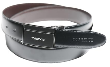 torrente - Ceinture Reversible Noir/Marron - Cuir - Taille Ajustable - Dimensions : 120 x 3,5 cm - Boucle détachable - Ceinture Homme Couture 18