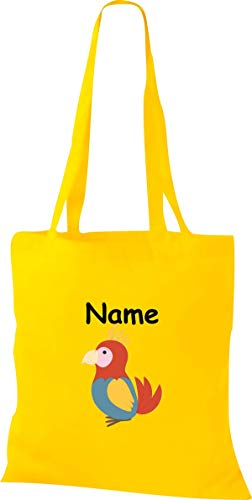 Shirtinstyle Stoffbeutel Tasche, Tiermotiv Papagei mit Wunschnamen, Natur Zoo Tiere Animal, Geschenk, Baumwolltasche, Logo, Spruch, Verwandschaft, Motiv, Farbe Limegrren