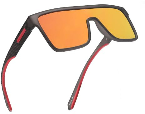 GLINDAR Gafas de Sol Hombre Polarizadas Escudo Mujer Parte Superior Plana