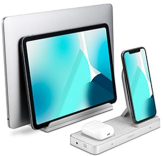 Kensington StudioCaddy mit drahtlosem Qi-Ladegerät für Apple-Geräte, kabelloses Ladegerät für Smartphone/iPad/MacBook/Watch und MacBook-Ständer, K59090WW