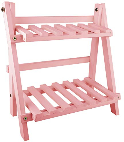 INIFLM 2 Etagen Holz Pflanzenständer, Holzleiter Pflanzenständer, Multifunktionale Leiterförmige Pflanze Blumenständer, Indoor Blumentopf Ständer Vertikale Ebene Rack für Haus Terrasse Rasen Garten