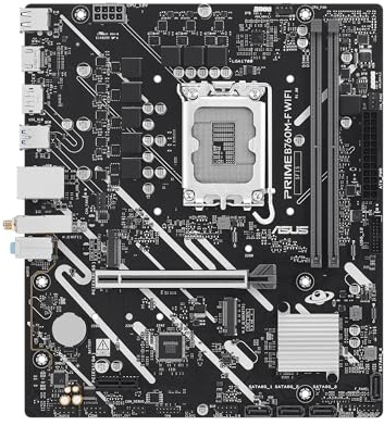 ASUS Prime B760M-F WiFi Intel B760 LGA 1700 Micro ATX Placa Base (PCIe 5.0, Dos Ranuras PCIe 4.0 M.2, DDR5, WiFi 6, Realtek 1 GB Ethernet, DisplayPort, HDMI, SATA 6 Gbps, Puertos Frontales USB 5 Gbps