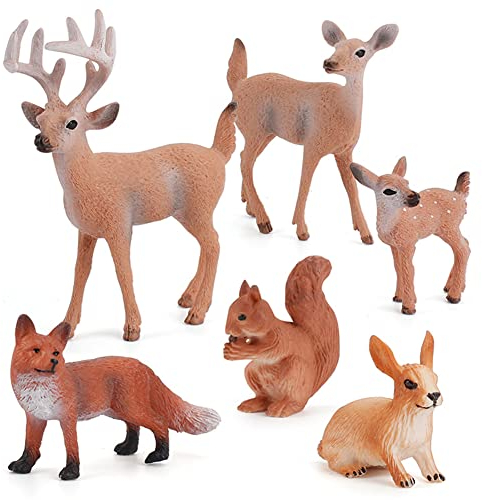 6 Stück Realistische Tierfiguren Deer Figuren Ornamente Sammlung Spielzeug Pädagogische Wilde Tiere Spielzeug Kunststoff Wildtier Lernparty begünstigt Spielzeug Geschenk für Kinder Jungen Mädchen