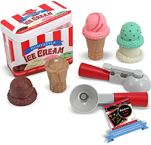 Melissa & Doug M&D Scratch Fun 04087 Ensemble de cuillères à glace avec 1 mini tampon à gratter