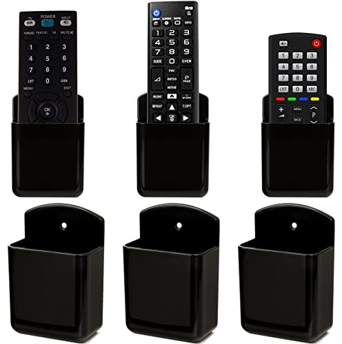 foxwake Remote Control Holder Wall Mount 6Pack, Hole-Free Storage Box for Tv Fan Light Air-Conditioner RV Table Small Adhesive Organizer for Bedroom Headboard Office Playroom Black