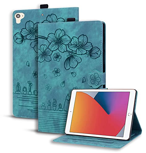 Succtopy Hülle für iPad 9.7 Zoll 6. Generation 2018/5. Generation 2017 /iPad Air 1/2 Schutzhülle PU Leder mit Standfunktion und Stifthalter für iPad 9.7 Zoll 2018/2017 Hülle Case Hellgrün