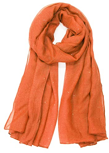 Van Der Rich ® - Pailletten Schal Weiches Halstuch - Damen (Orange)