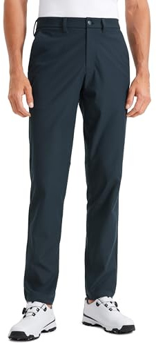 CRZ YOGA Men's All Day Comfy Golf Pants - 30 Quick Dry Lightweight Work Casual Trousers with Pockets True Navy 32W x 30L