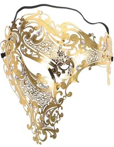 minkissy Masque Or Décor Or Tenue Masque De Mascarade Métal Demi-Visage Carnaval Partie Oeil en Métal Partie Demi- Délicat - Alliage - Délicate Performance