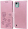 Phone Case for Nokia C12/C12 Pro/C12 Plus with Kickstand,Card Slots,Silicone Bumper,Shockproof,Flip Wallet Leather Protective Cover for Nokia C12 Pink