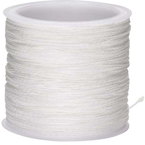 G2PLUS 100M Nylonschnur 0.8 mm Schnur,Unelastische Raffrollo Kordel Weiß,Armband Schnur,Reißfest für DIY und Halskette,Perlenschnur