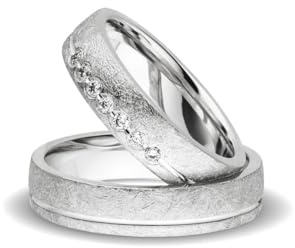 Kolibri Rings Eheringe Verlobungsringe Eismatt Silber 925 7 Zirkonia Steine Set - Gratis Gravur und Etui